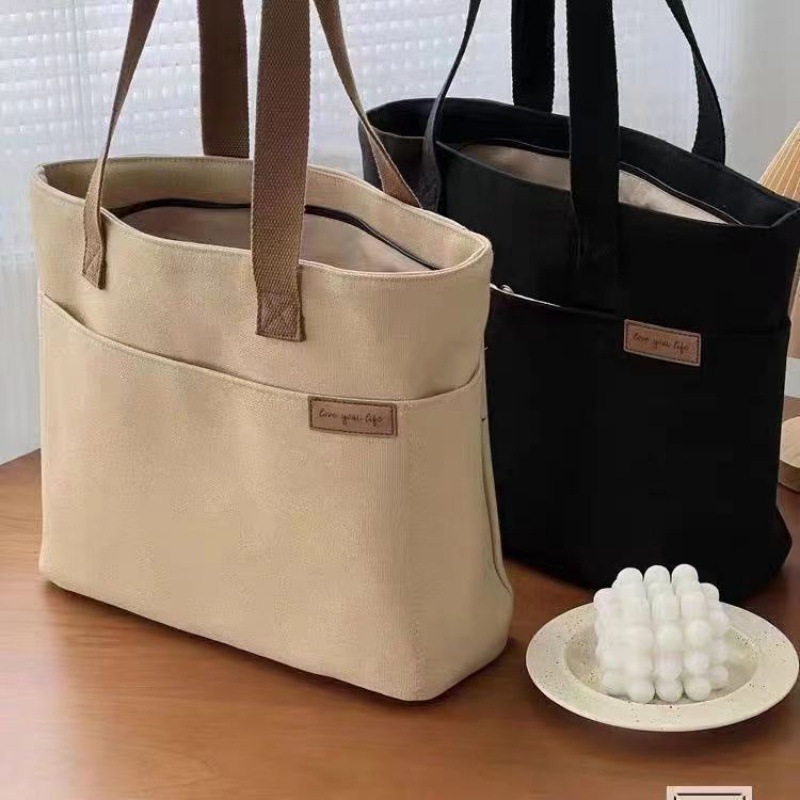 Student School Day Single Shoulder All-match Simple Large Capacity Canvas Leisure Commuter Tote Hand Bag