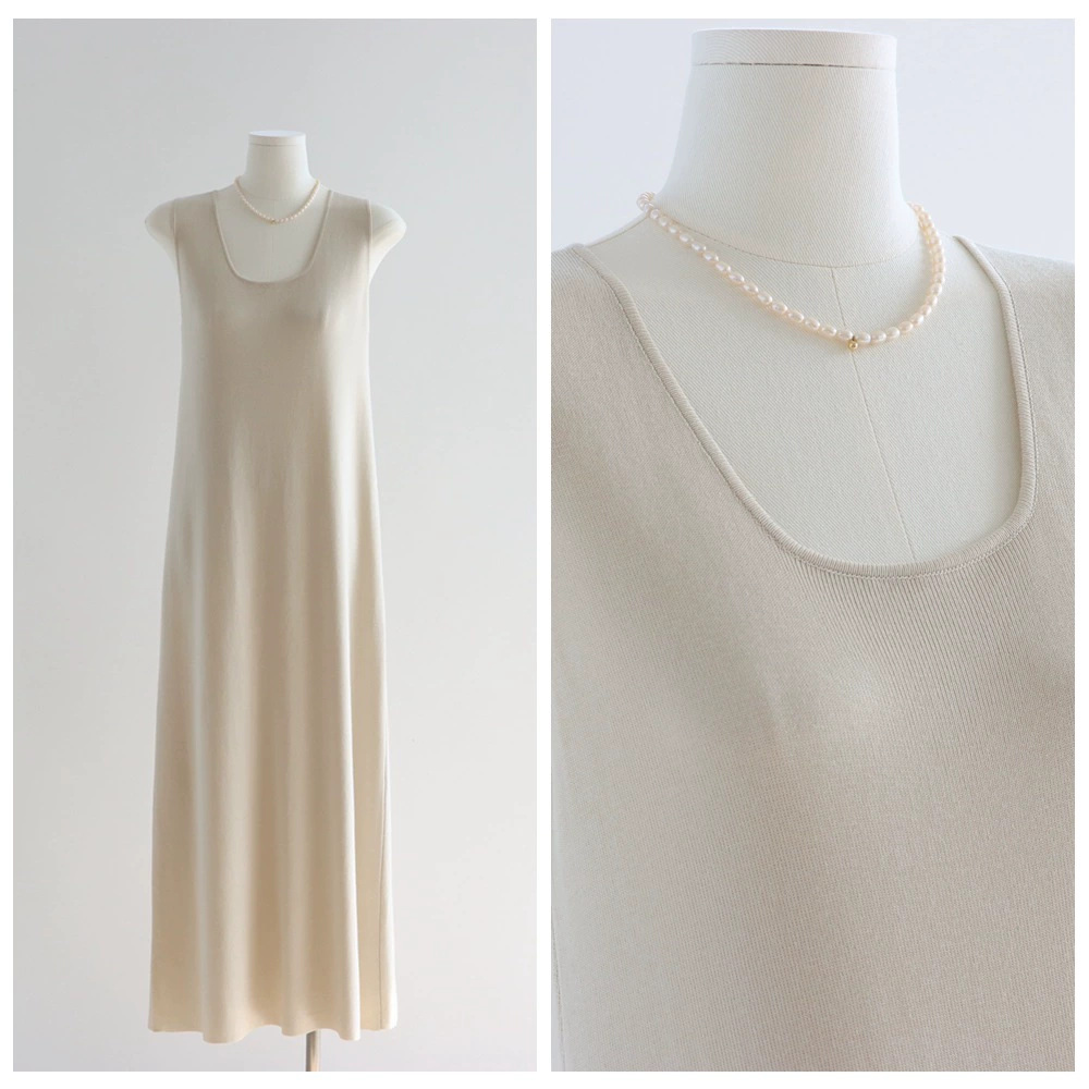 Трикотажное платье из лиоцелла с квадратным воротником, свободное и ленивое платье-жилет ранней весны, французская длинная юбка, нижняя юбка, утягивающий вид
