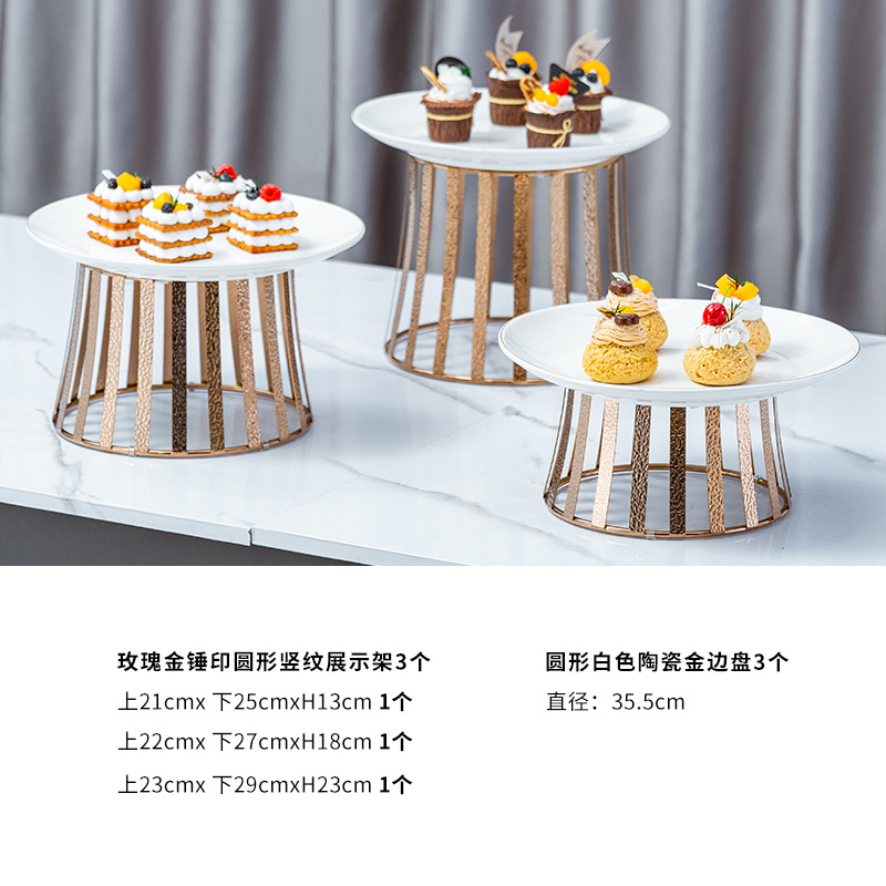 Luz de lujo de acero inoxidable refrigerio de postre decoración mesa de comida fría fruta pastel de mesa de exhibición mesa de café image 36