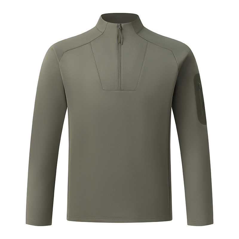 El mismo modelo de la familia di para hombres, medio cremallera, cuello de pie, manga larga, suéter tejido, camisa de ocio al aire libre para viajes urbanos.