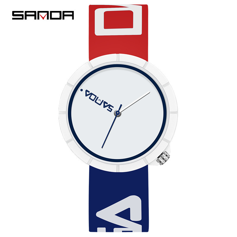 SANDA 3204 Nuevo movimiento de cuarzo Correa silicona simple casual deportes al aire libre reloj estudiante