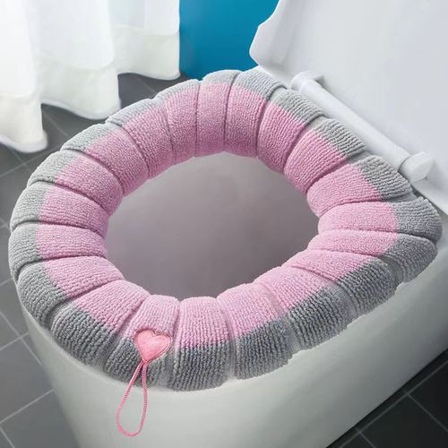 Dual-color toilet seat cover for home use, winter-thick toilet seat cushion, washable toilet seat pad