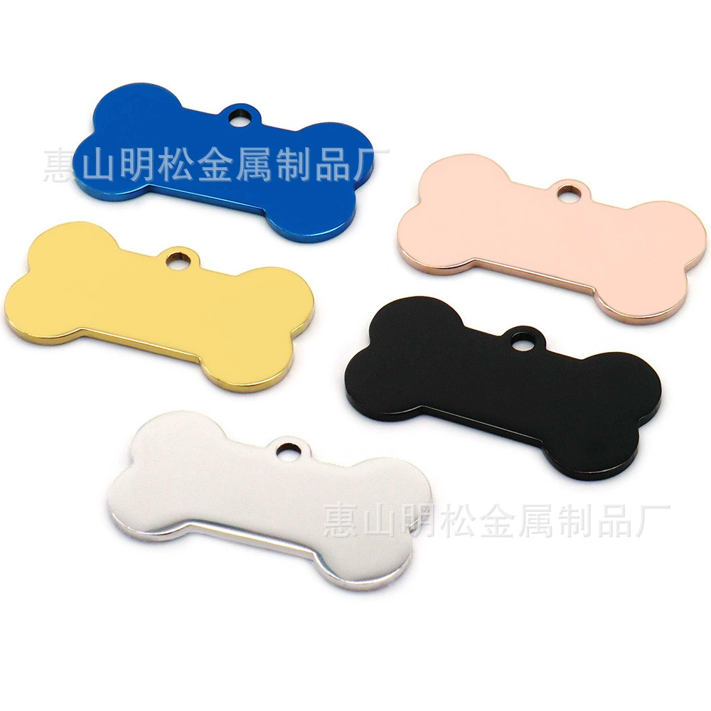 Нержавеющая сталь кости собаки лазерная гравировка металлическая карта кота ожерелье ошейник идентичности ювелирные изделия с гальваническим покрытием для домашних животных бирка