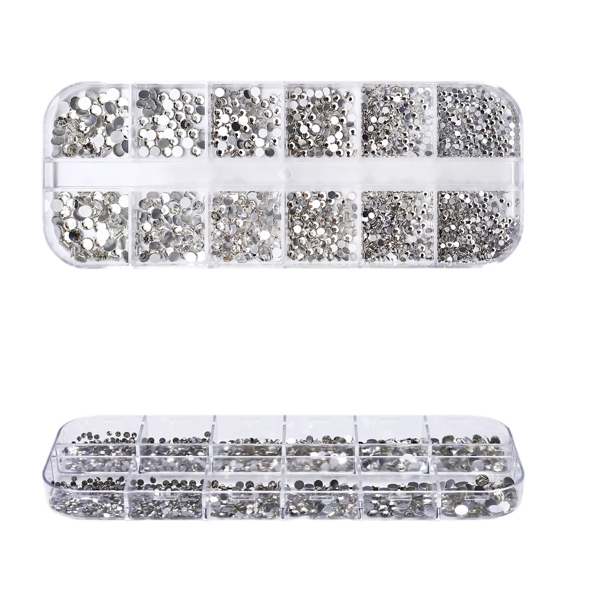 Set de joyas de uñas 12 barras de joyas taladro de uñas largo taladro de fondo plano mezclado taladro de forma especial superbrillante accesorios de uñas
