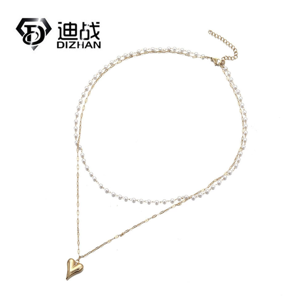 Французский темперамент супер фея из нержавеющей стали 18-каратное золотое жемчужное ожерелье любовь подвеска нежная цепочка свитера двойное ожерелье