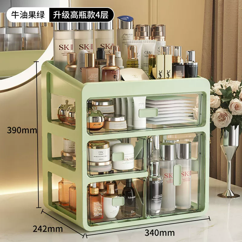 Cosmetics storage box, transparent desktop drawer organizer, large capacity dust‑proof makeup box