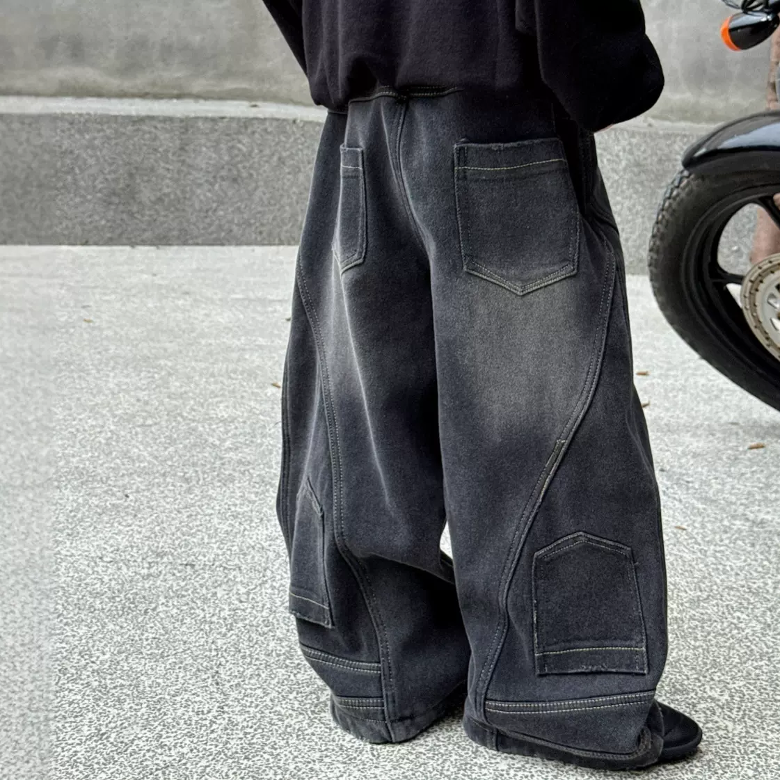 儿童牛仔裤冬季新款加绒加厚裤腿反做时尚洋气2025男童男孩长裤潮