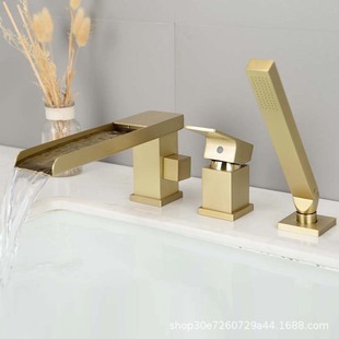 Cross-border copper bathtub rotatable lengthened three-four-hole cylinder side hot and cold faucet split sitting shower suit