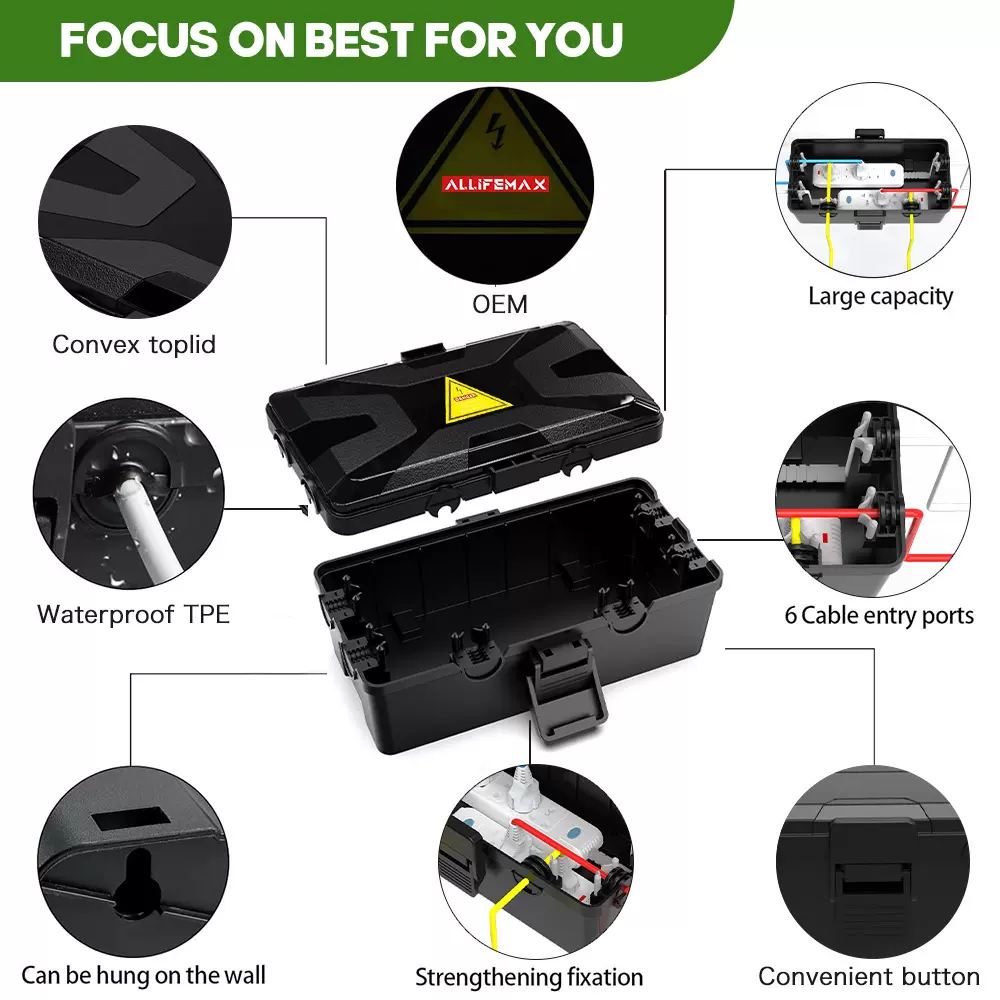 亚马逊防水接线盒 IP54防水阻燃中号闪电新盖插排电缆接线盒