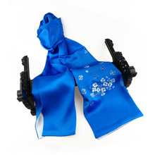 紫金湘绣手工绣花真丝围巾女 双层桑蚕丝刺绣披肩 中国风出国礼品