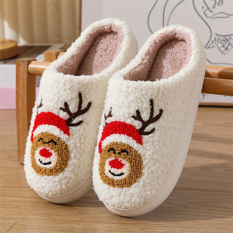 Zapatillas populares de algodón para mujer, pantuflas de algodón cálidas de felpa para invierno, Navidad y Halloween, para interior y hogar