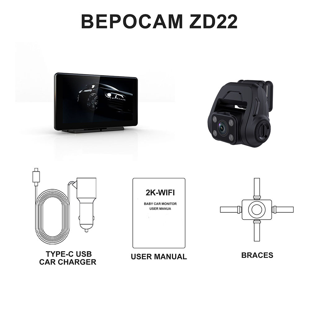 Cross-border 7-inch car HD in-car baby monitoring display baby treasure night vision monitoring 1080P camera
