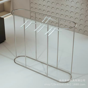 Stainless Steel Floor-Standing Island Clothing Display Rack Children's Clothing Women's Clothing Store Middle Oval Arc Side Hanging Island Shelf