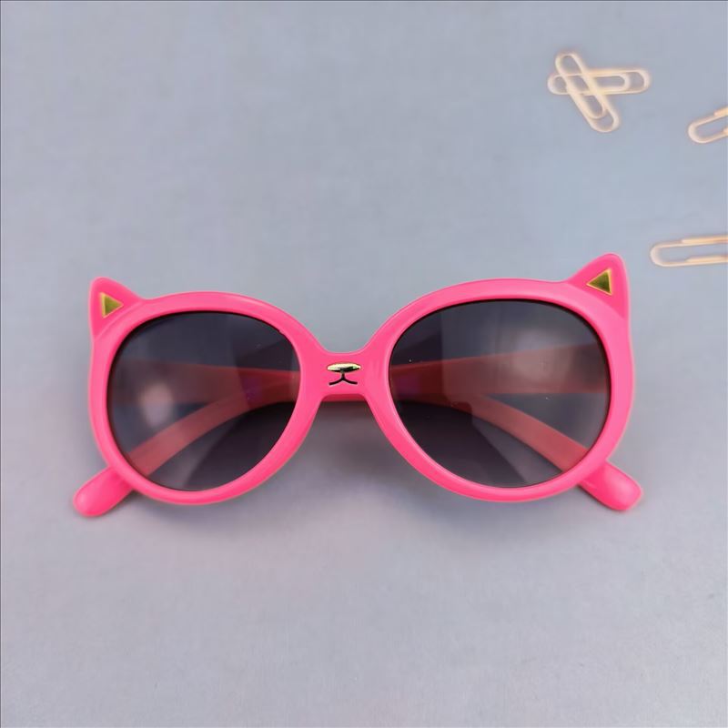 Cute, Novelty, Sweet Style Cute Novelty Sweet Cat Ac UV400 Protection Tinted Lenses Round Frame Full Frame Kids Sunglasses
