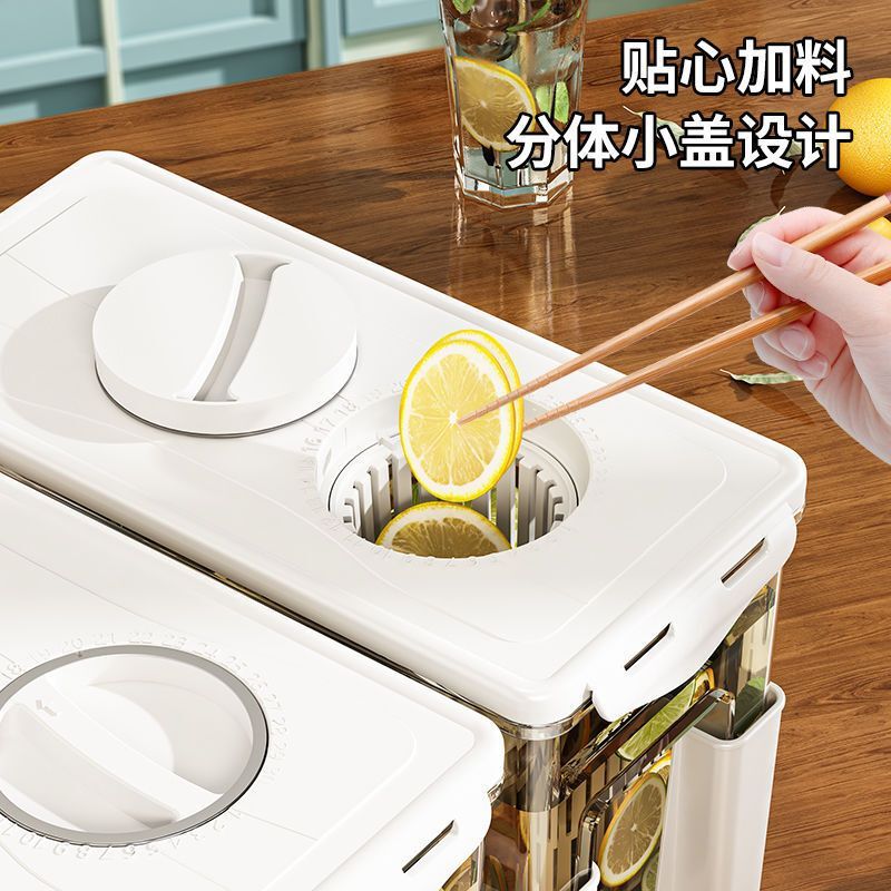 蛇口付き飲料食品収納ボックス大容量ホームリビングルームフルーツレモンティー冷蔵庫コールドケトル収納|undefined