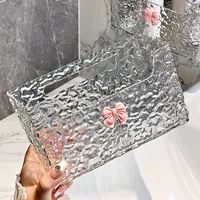 Cosmetic Storage Box Elite, no-drill wall-mount, transparent with optional bow (small/long)