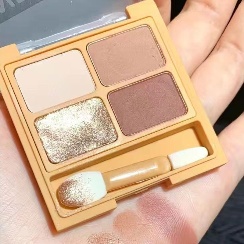 翠黛闪亮丝滑四色眼影芝麻盘修容哑光大地色新手彩妆加工定制oem