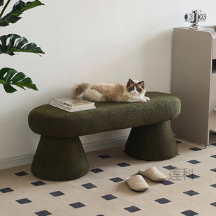 K樁3 Shoe-Changing Nordic Lambswool Stool Dressing Low Stool Makeup Living Room Simple Home Guesthouse Sofa