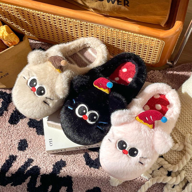 可爱猫咪棉拖鞋女款2025新款室内家居防滑保暖手工毛绒拖鞋女冬天|undefined