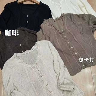2026秋季新款女圆领日系苎麻上衣开衫文艺风ins外贸复古针织衫