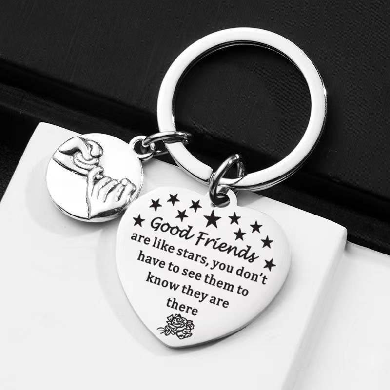 (2개) 좋은 친구와 자매 복숭아 심장 스테인레스 스틸 키 체인 선물을 보내 국경 간 뜨거운 판매 좋은 친구