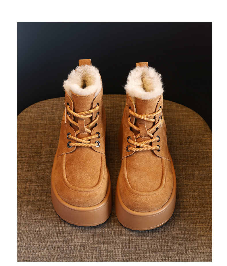 Giày boot nữ cổ cao đế dày tăng chiều cao, lót nhung ấm mùa đông — Màu cà phê chi tiết 21
