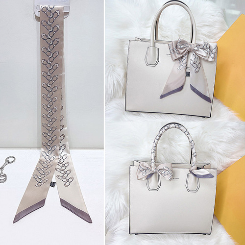 Long strip small silk scarf tied tote bag silk scarf holder wrapped bag ribbon shopping bag bag strap twill handle hair tie