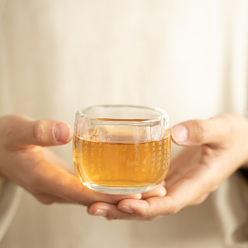 新品加厚玻璃心经百福茶杯茶具主人杯品茗杯客杯精致喝茶功夫茶杯|undefined