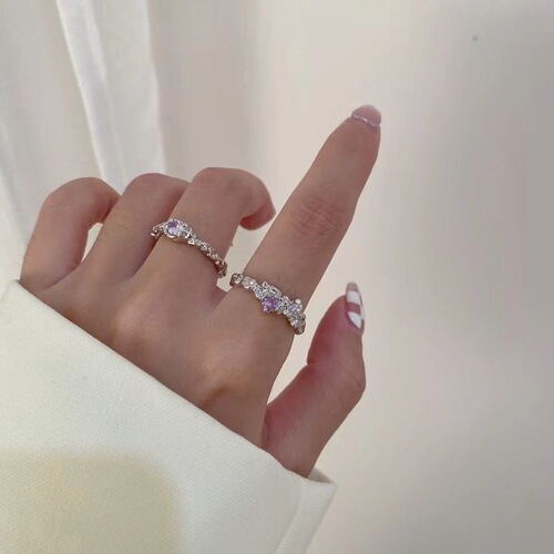 Small Gemstone Amethyst Ins Cold Wind Adjustable Mouth Retro Ins Personality Luxury Ring for Women