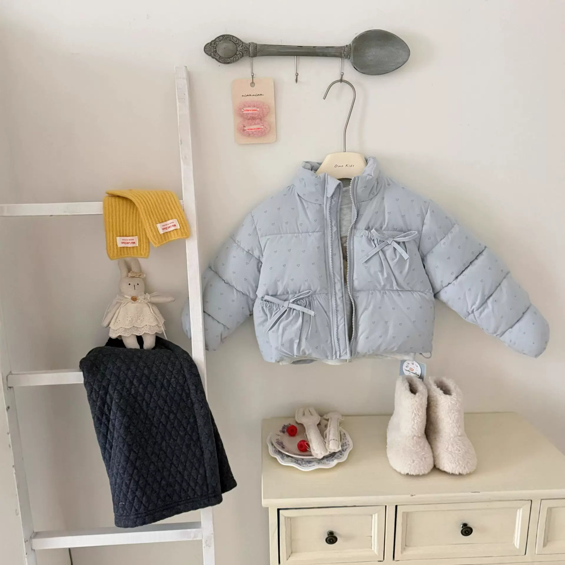 女童韩版保暖棉服2025冬季新款儿童百搭洋气爱心蝴蝶结防跑棉外套