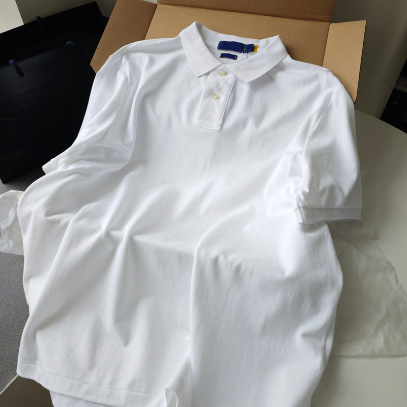 New Entry Luxury Business Pure Cotton Short-sleeved T-shirt Pony Embroidered Two-button POLO Shirt Men's and Women's Top Commuter New Entry Luxury Business Pure Cotton Short-sleeved T-shirt Pony Embroidered Two-button POLO Shirt Men's and Women's Top Commuter