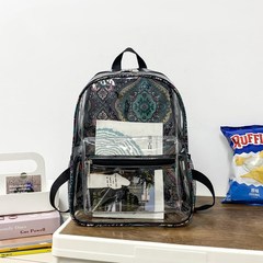 透明雙肩包女夏季大容量防水背包個性書包PVC果凍包旅行沙灘包