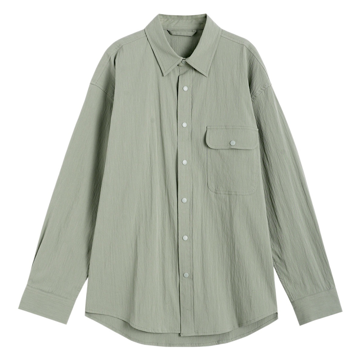 APO ropa de Hombre | Camisa de nylon plisada de alto grado 2024 primavera y verano color sólido casual tejido pu guapo camisa superior