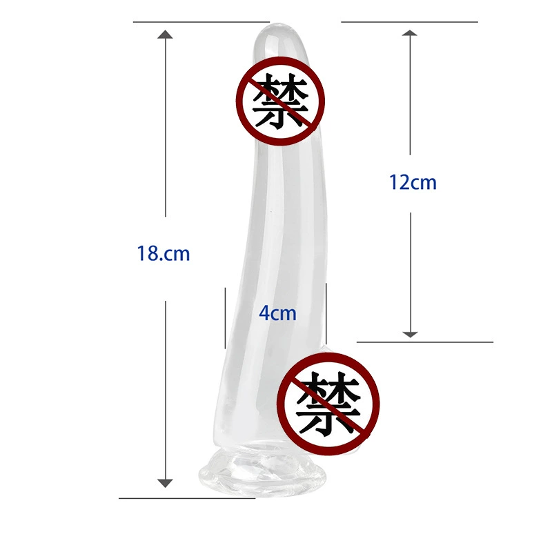 Transparent Crystal Simulation Dildo Anal Plug, Smooth Surface, Suction-Base, Sizes S–XXL
