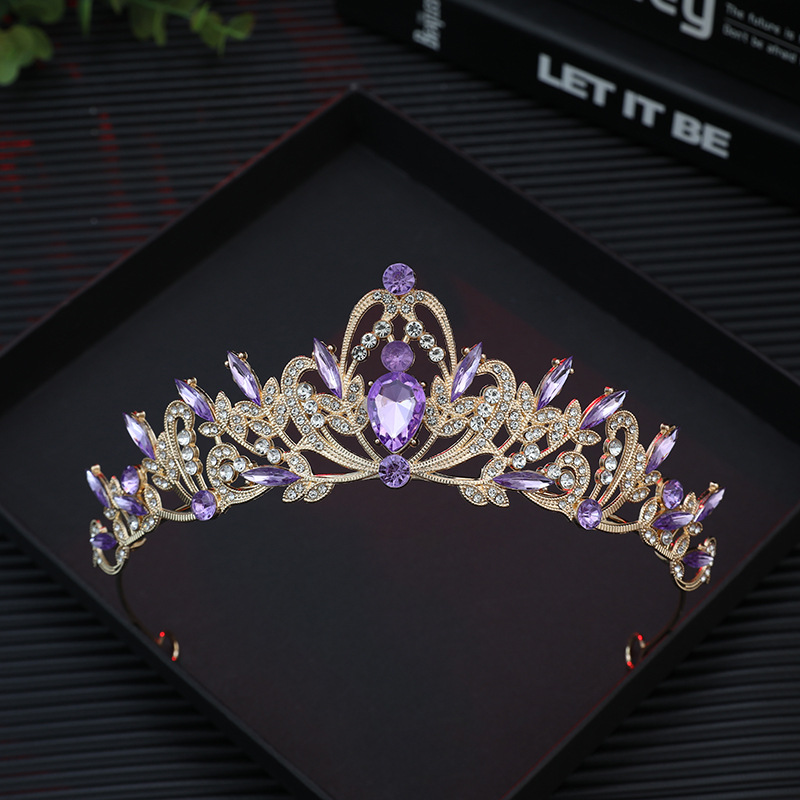 Europa y Estados Unidos novia corona corona oro negro retró broche de cabello accesorios de cumpleaños de boda corona de Halloween al por mayor