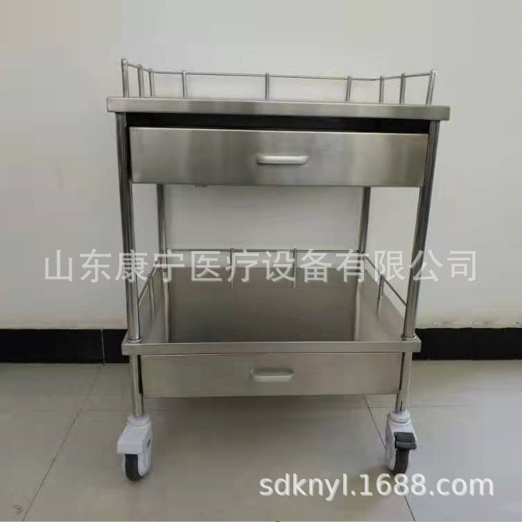 双层带电源仪器推车医用B超仪器手推车不锈钢静音轮推车