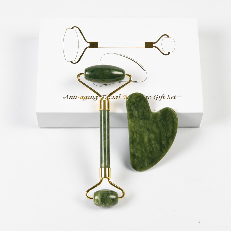 Cross-Border Amazon Jade Scraping Board for Face and Neck, Double-Headed Jade Roller Massage Stick, Scraping Set Cross-Border Amazon Jade Scraping Board for Face and Neck, Double-Headed Jade Roller Massage Stick, Scraping Set