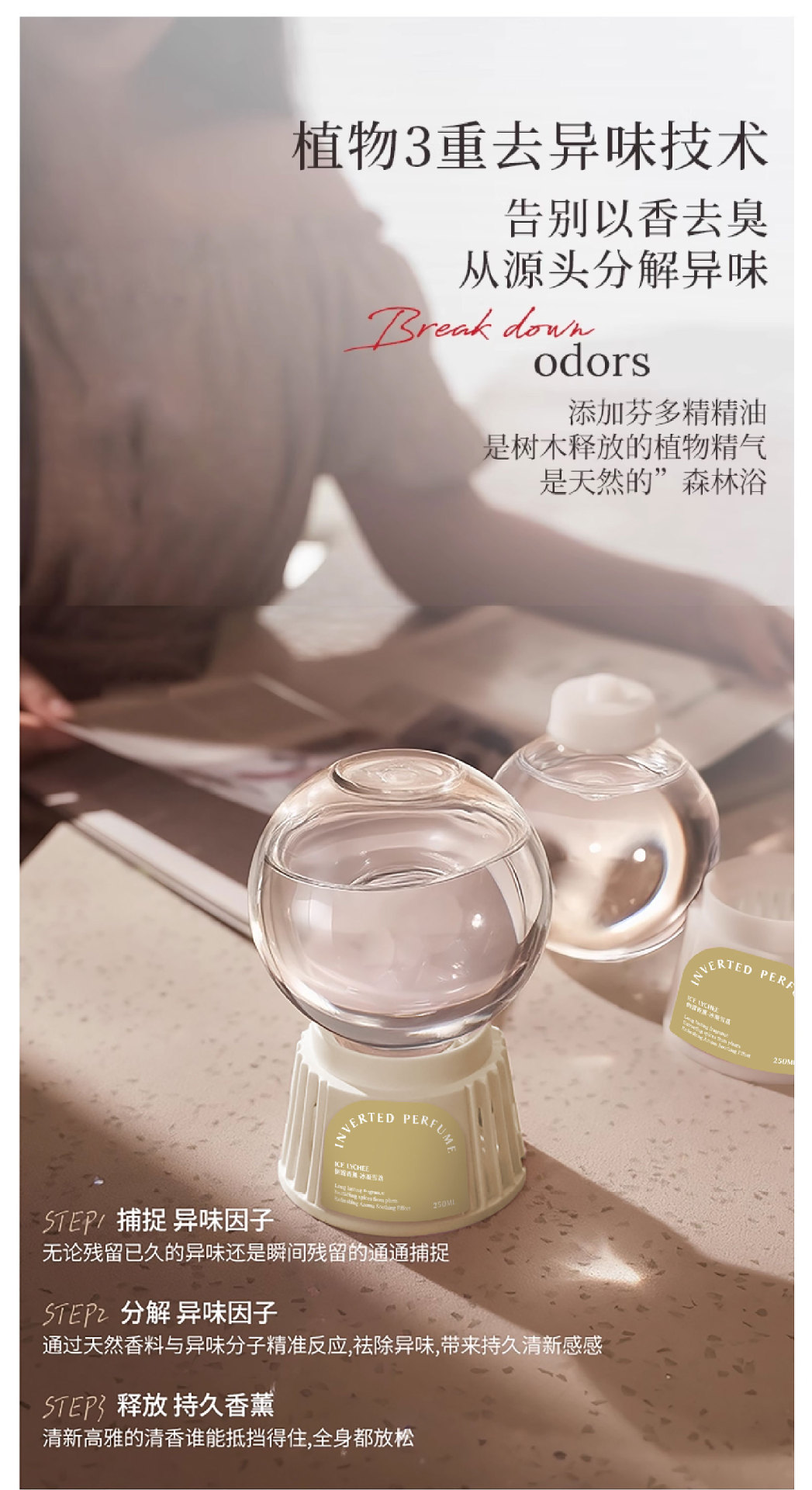 Car Air Freshener Inverted Fragrance Diffuser for Bedroom and Bathroom, Long-Lasting Fragrance, Deodorizing and Odor Removal