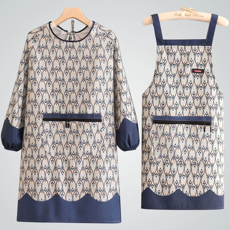 Холщовый модный фартук с длинным рукавом для домашней кухни, кулинарии, дышащий износостойкий женский комбинезон, симпатичная рабочая одежда оптом