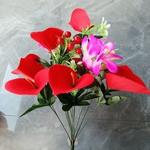 仿真花10头马蹄莲绢花假花欧式家居客厅装饰花室内外摆设绢花厂家