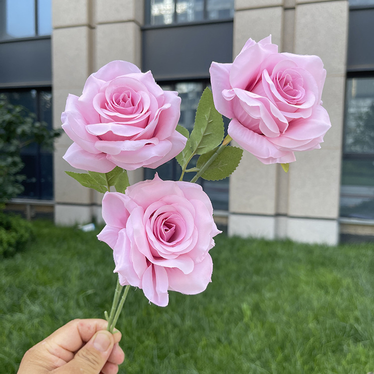 3-cabeza belleza Rosa artificial flor modelo habitación decoración suave boda decoración del hogar flor falso piso