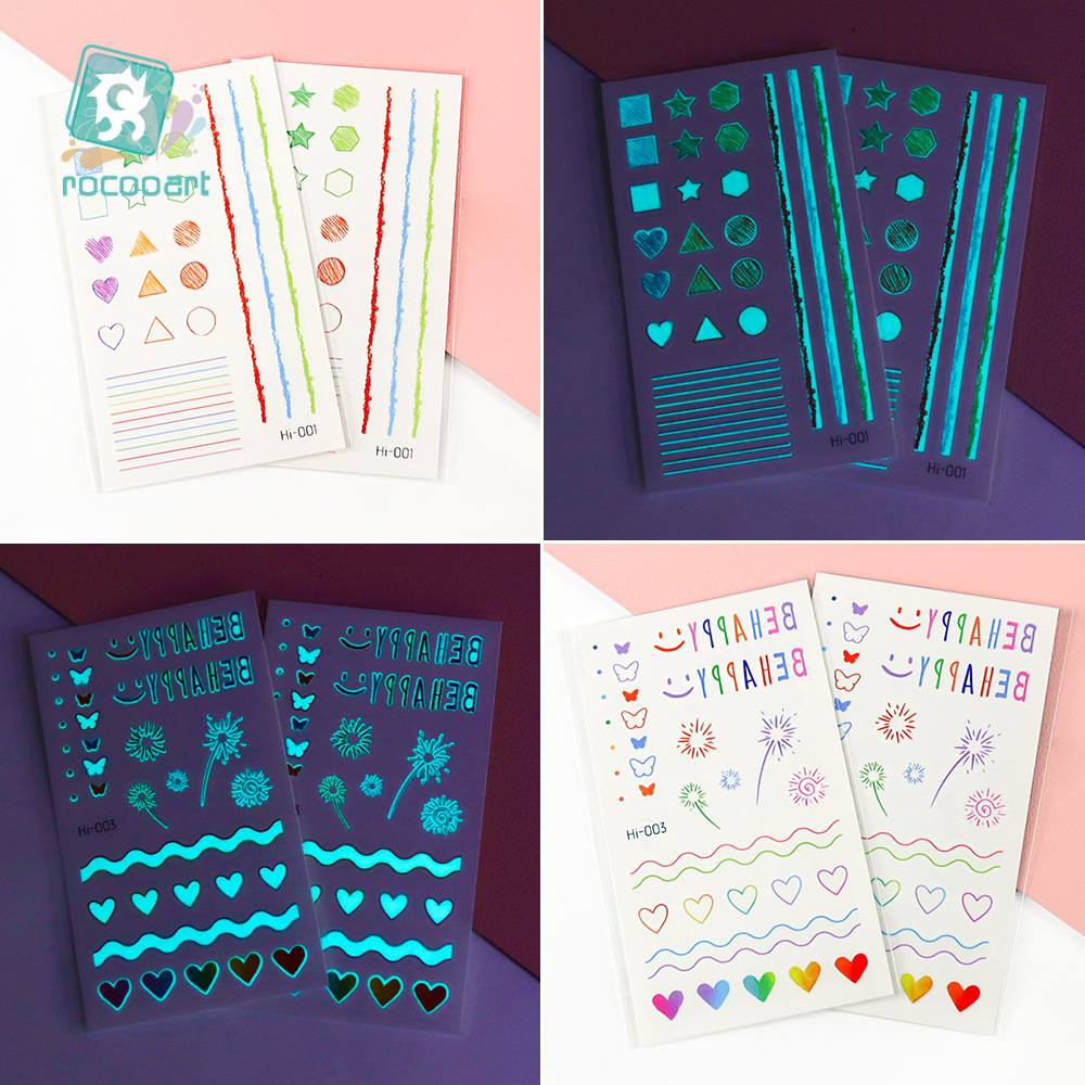 国境を越えたソース電気音節防水青夜光タトゥーシール小清新虹紋身貼りパーティー顔貼り