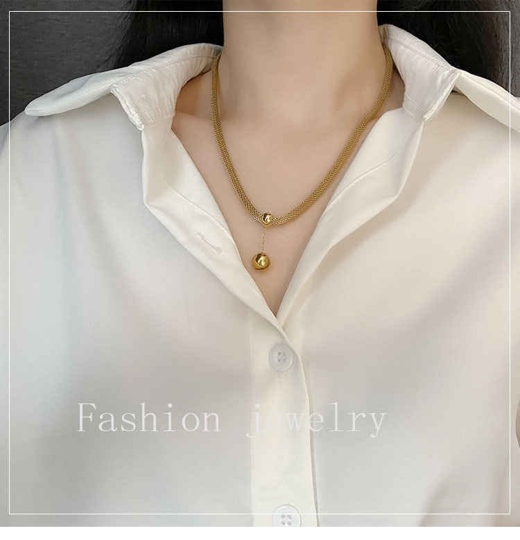 30g Weight Vacuum Plating Gold Plating Process Real Gold Plated Plating Material Vacuum Plating Real Gold Plated 18K Gold Gold Plating Silver Plated Ball 304 Stainless Steel Fashion Waterproof Non Tarnish Titanium Steel Pendant Necklace