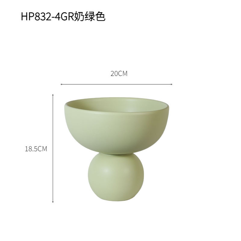 Simple y moderno plato de frutas de cerámica de color crema tazón de frutas de estilo francés mesa de comedor mesa de té mesa de almacenamiento decoración artística