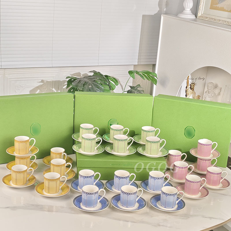 Cross-Border Nordic Simple Light Luxury Style Gold-Rimmed Bone China 12-Piece Espresso Cup and Saucer Set Combination Gift Box Wholesale Cross-Border Nordic Simple Light Luxury Style Gold-Rimmed Bone China 12-Piece Espresso Cup and Saucer Set Combination Gift Box Wholesale