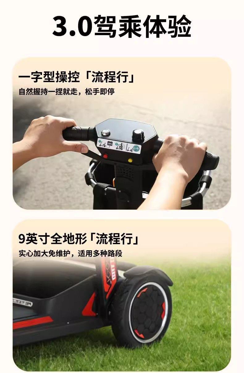 Four-Wheeled Electric Mobility Scooter for the Elderly, Double-Seater Folding Electric Scooter for Disabled People at Home