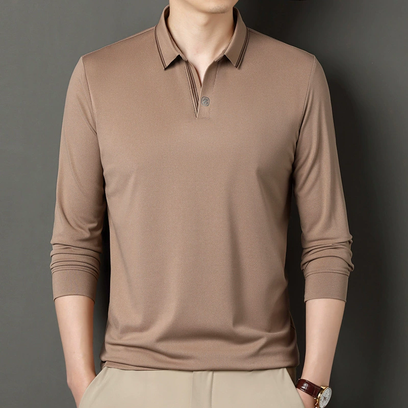 Трансграничная Осенняя Новая мужская футболка с длинными рукавами, Повседневная модная мужская футболка среднего возраста с жемчугом и хлопком, комплект для партии