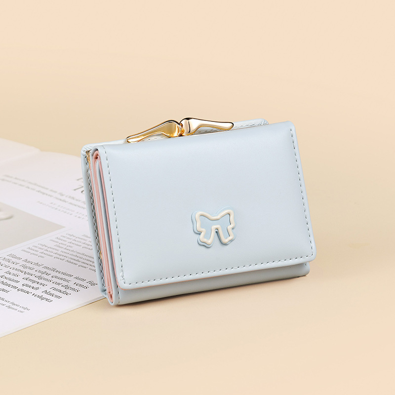 Cartera corta para mujeres, bolso de tarjetas para estudiantes, bolso de cambio pequeño y fresco, cartera de color macarón, más tarjetas.