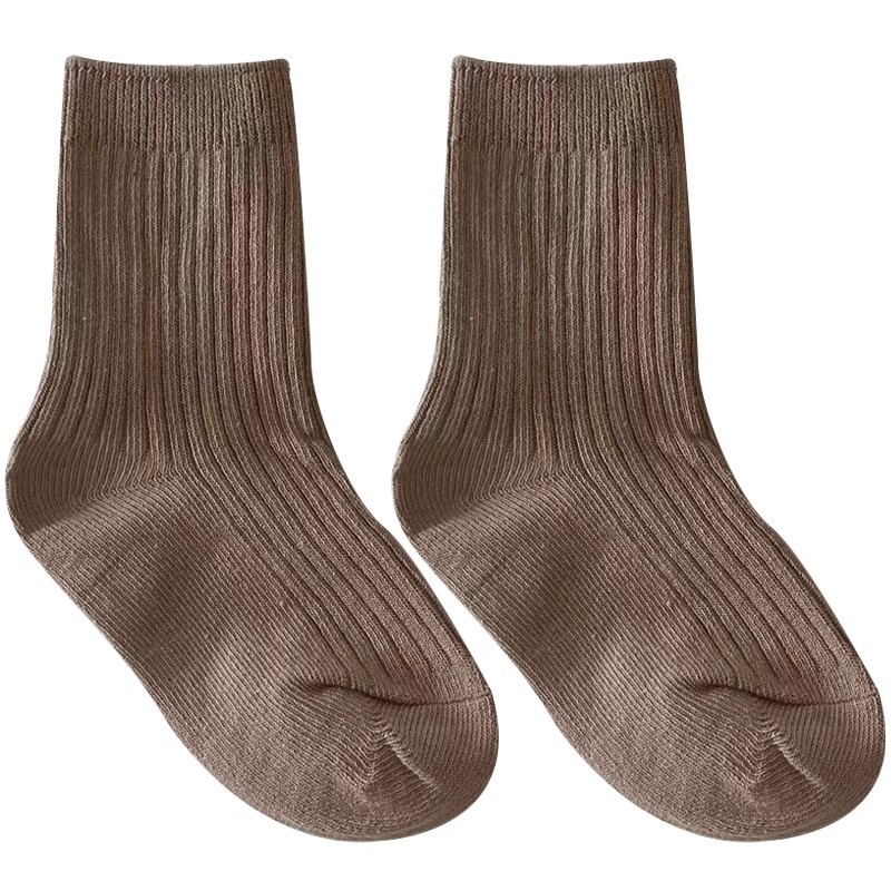 Children's Socks Boys Spring and Autumn Cotton Socks Children's Socks Cotton Socks Mid-tube Socks Japanese Korean Style Solid Color Girls Baby Socks