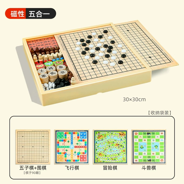 Magnetic Gomoku, Airplane chess, "Jungle" game, linen bag, 30cm